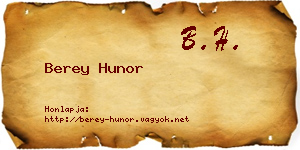 Berey Hunor névjegykártya